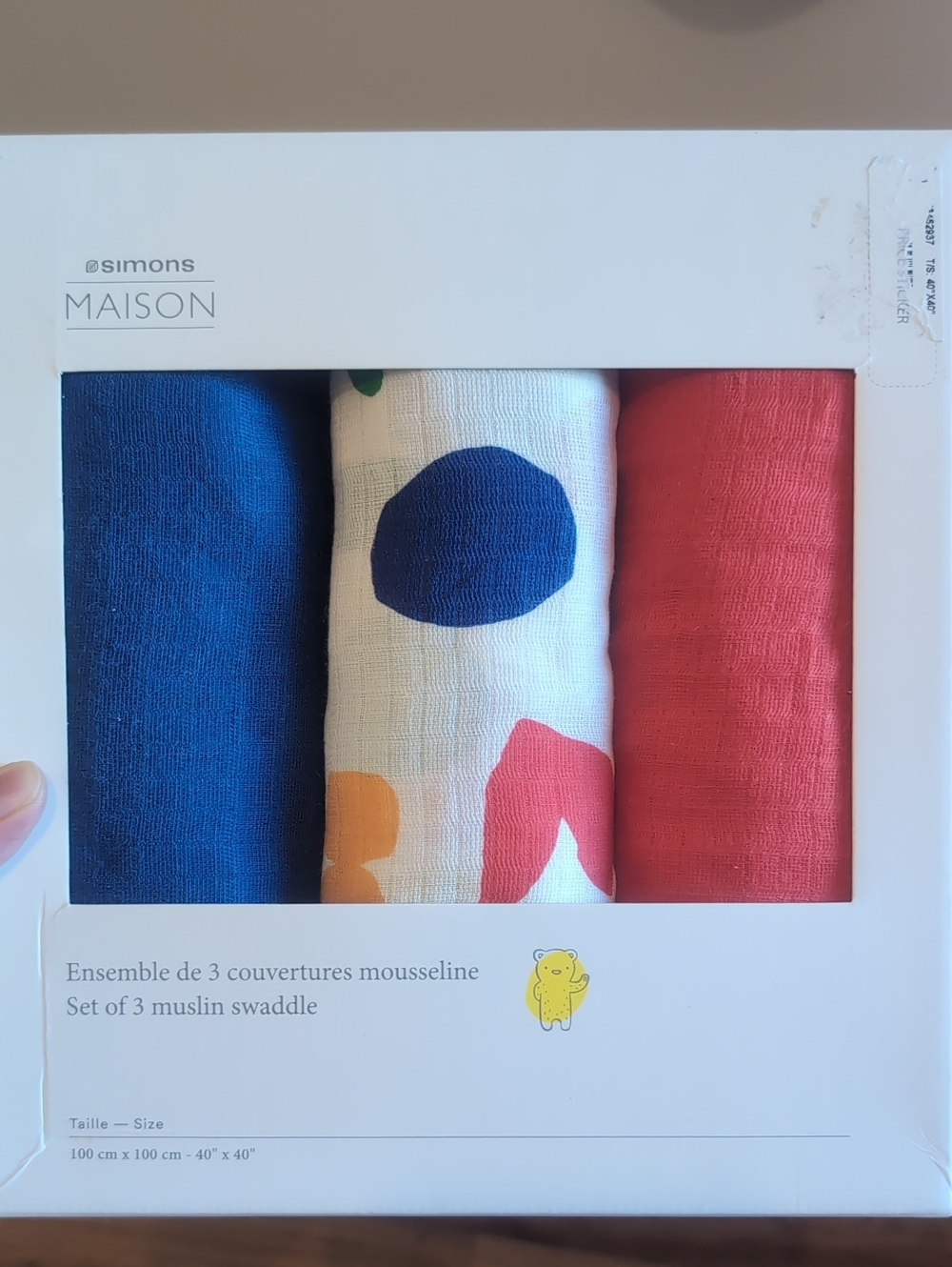 Baby 3-Pack Muslin Swaddle Set - Blue, Multi, Red - Picture 2 of 3